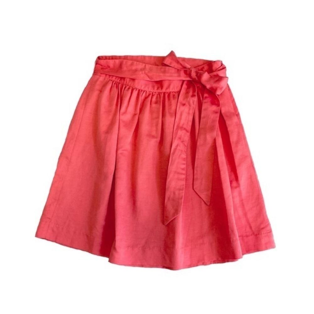 J. Crew coral pink tie waist chino skirt size 2 size 4- linen cotton skirt